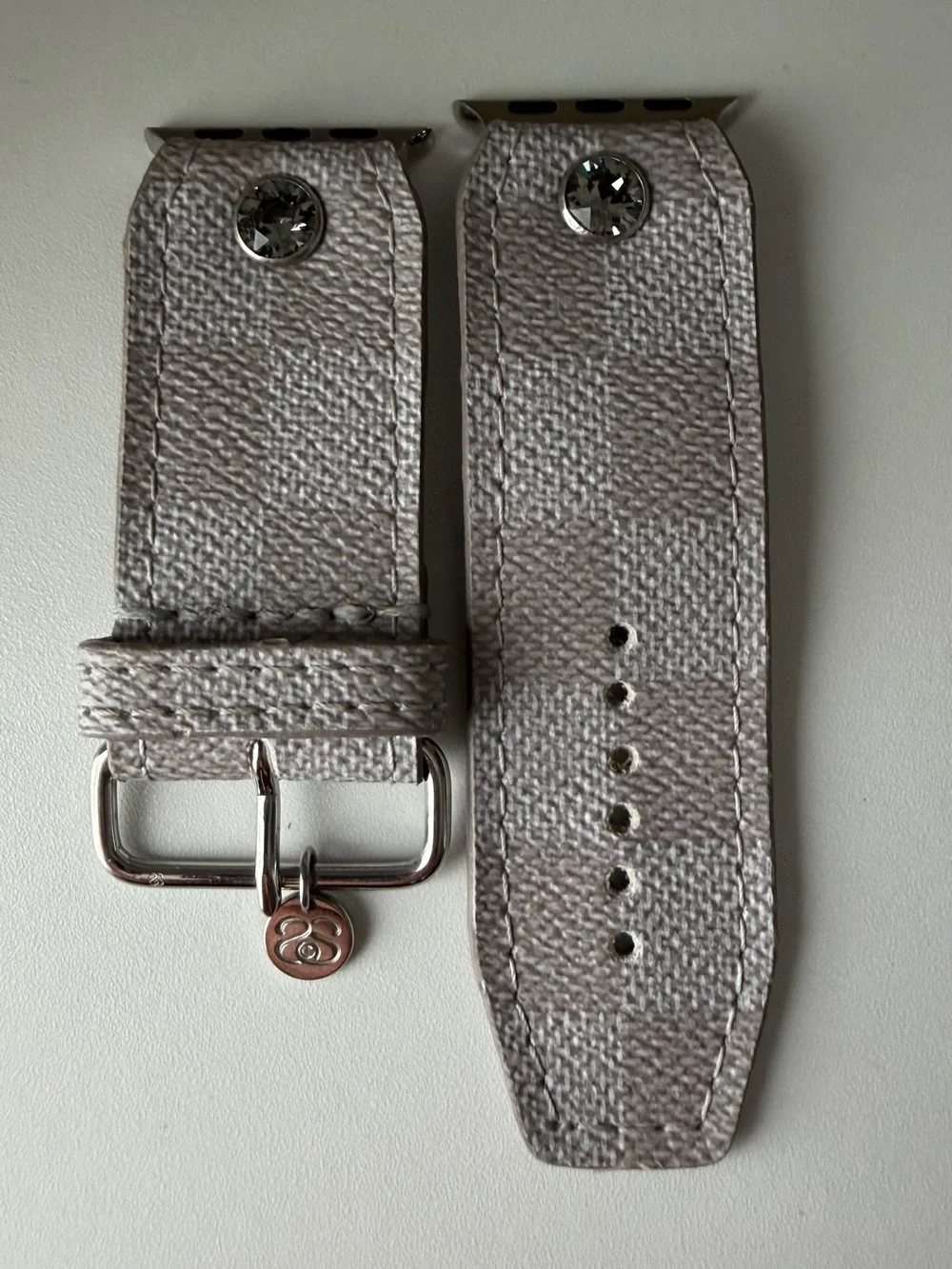 Gray LV Damier Spark*l band for Apple Watch, size 2